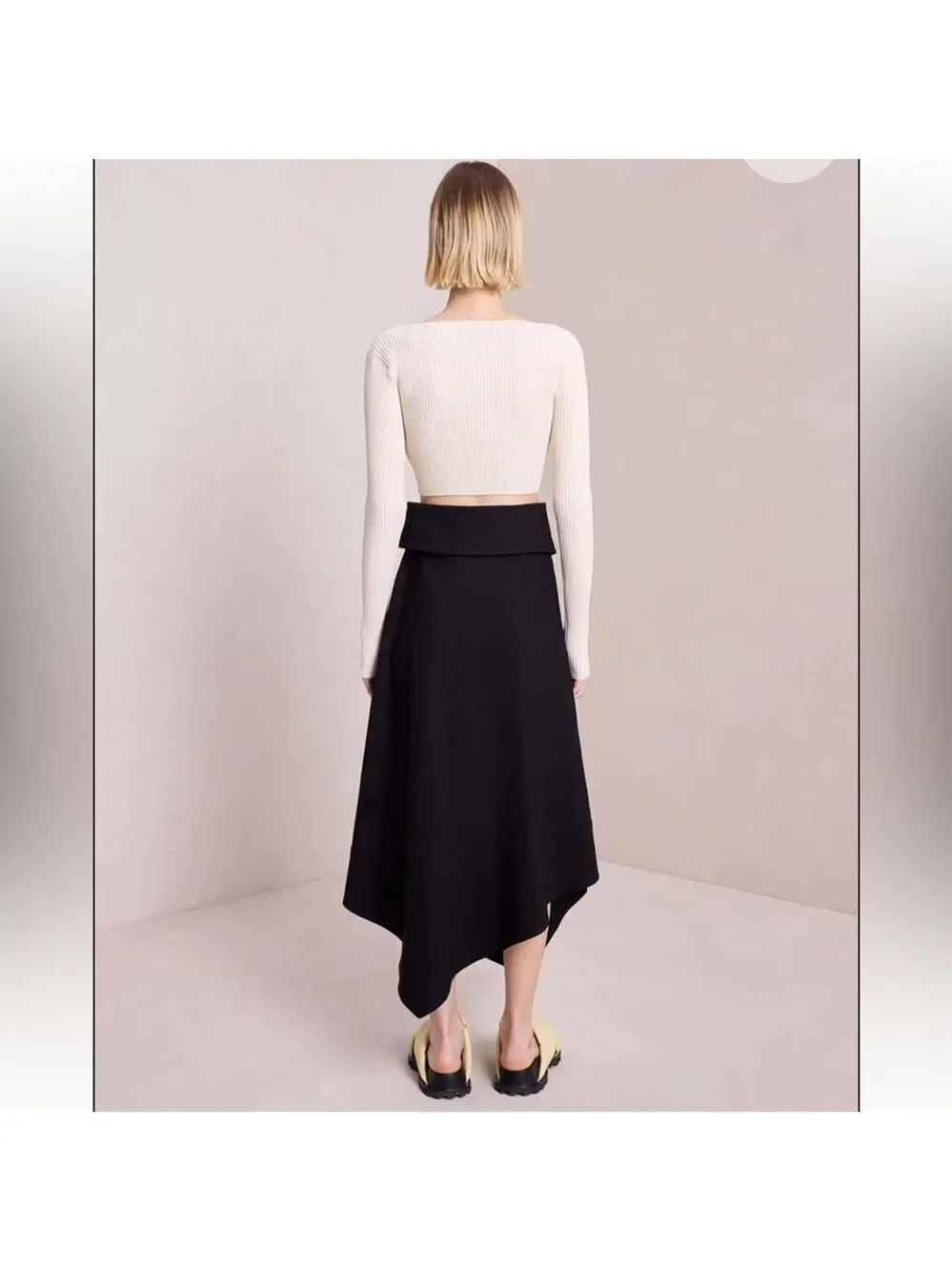 NEW A.L.C. Mackenzie Linen Midi Wrap Skirt Black Size 10